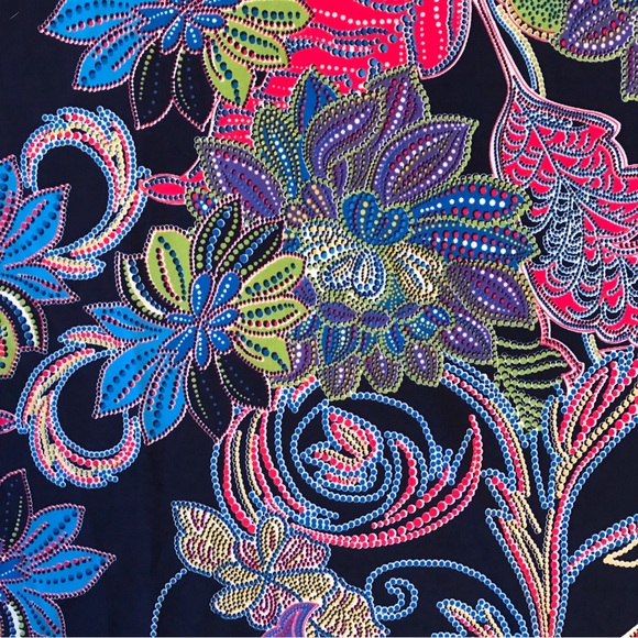 Floral Stretch Top Womens Plus Size XXL 2XL Navy Pink Green Blue Purple - Picture 6 of 6